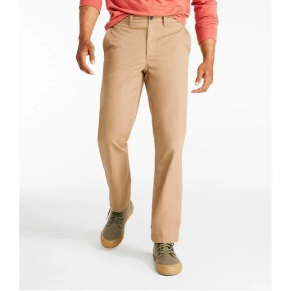 LL Bean Lakewashed Stretch Khaki Pants Men 36x30 Heritage Khaki Straight Leg NEW - Picture 1 of 9
